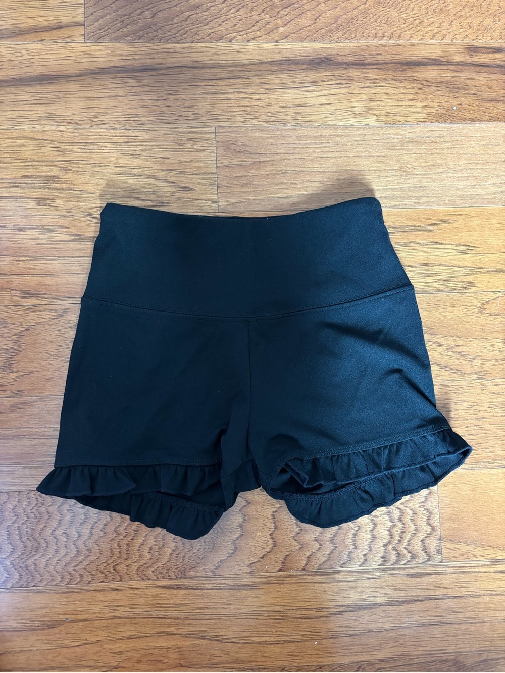 Black Ruffle Hem girls Active Shorts